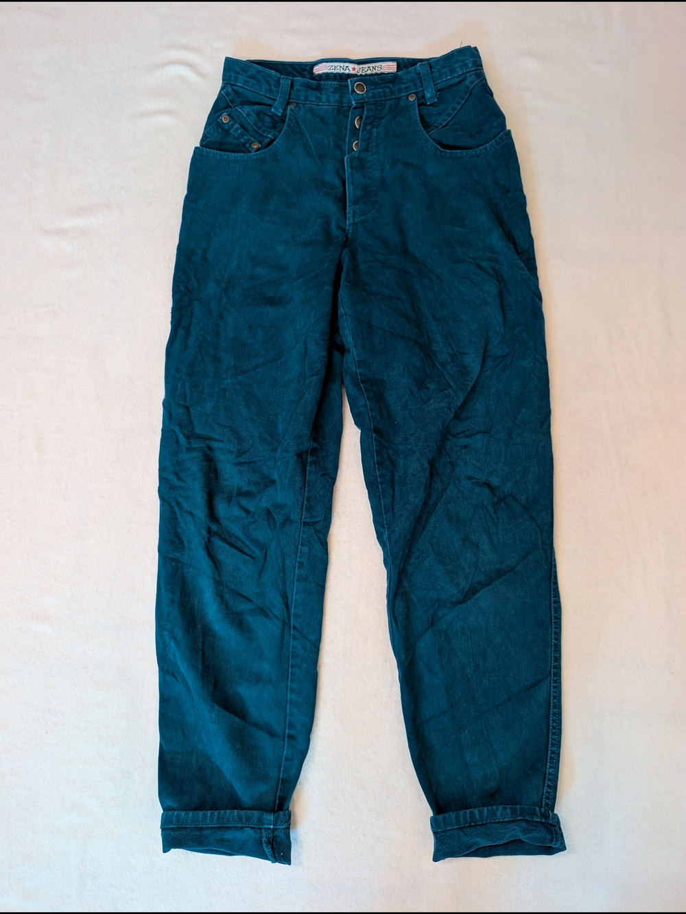 Vintage Zena Jeans Teal High-Waist Denim